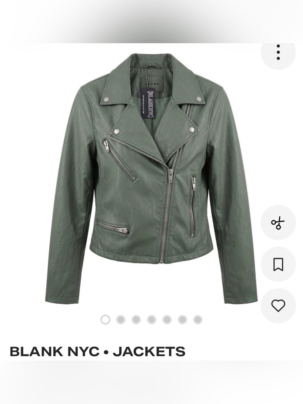 Blank NYC Green Faux-Leather Moto Jacket